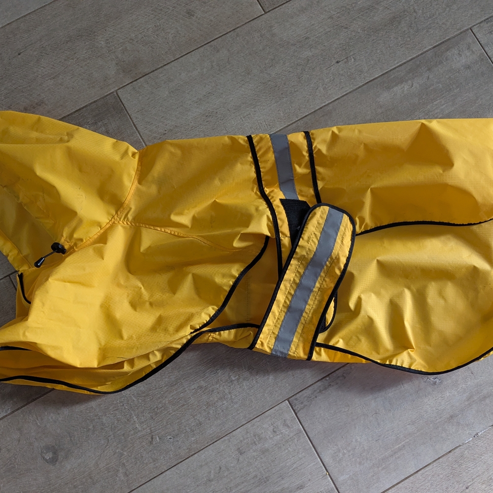 Yellow Dog Raincoat with Reflective Stripes